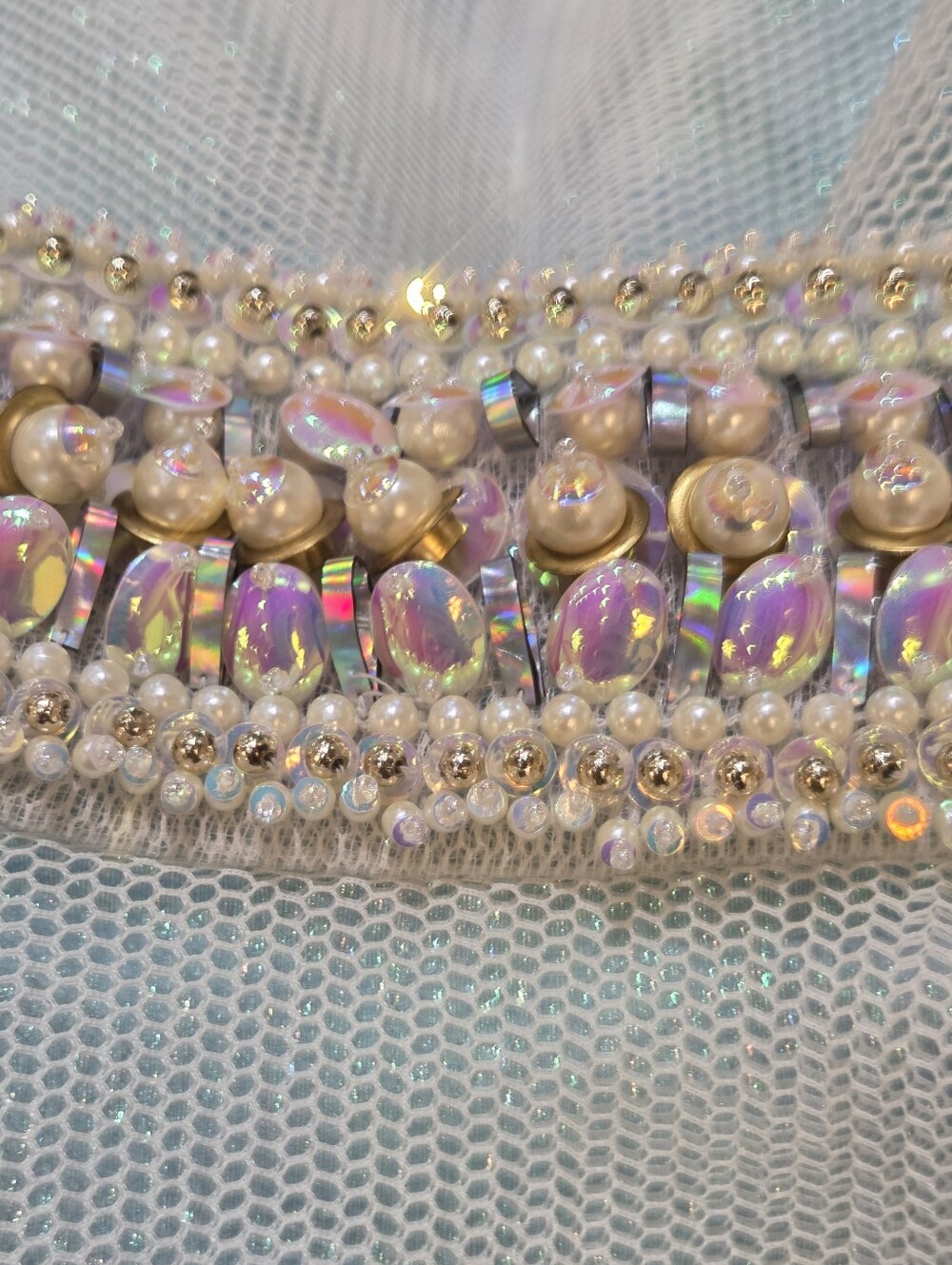 Manish Arora Elegant Mint Green (Seafoam) Women's Maxi Skirt With Beads & Pearls - Picture 16 of 16